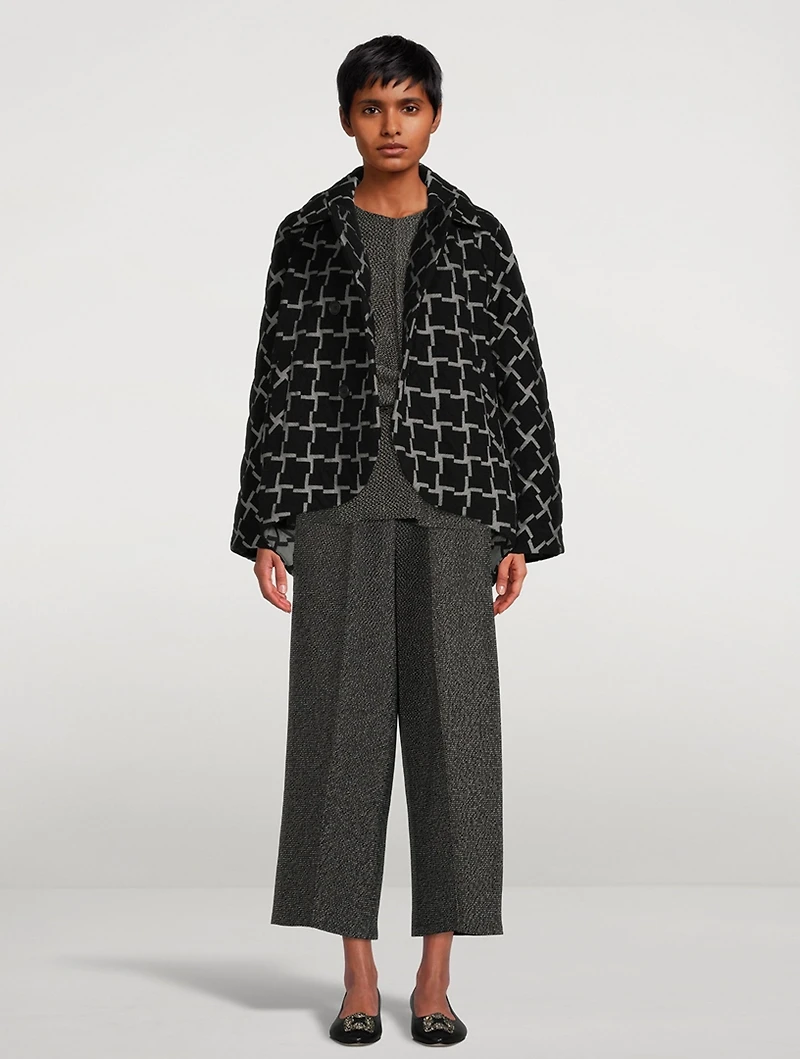 Padded Jacket Grid Print
