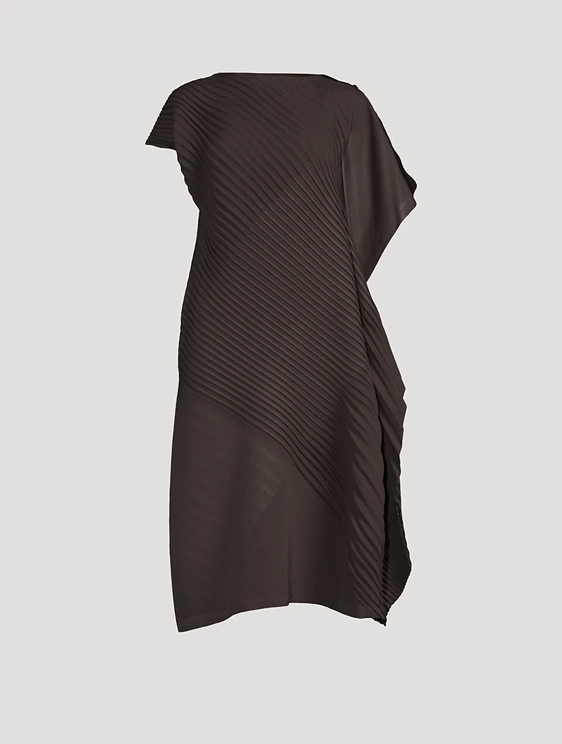 Slant Pleats Midi Dress