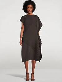 Slant Pleats Midi Dress