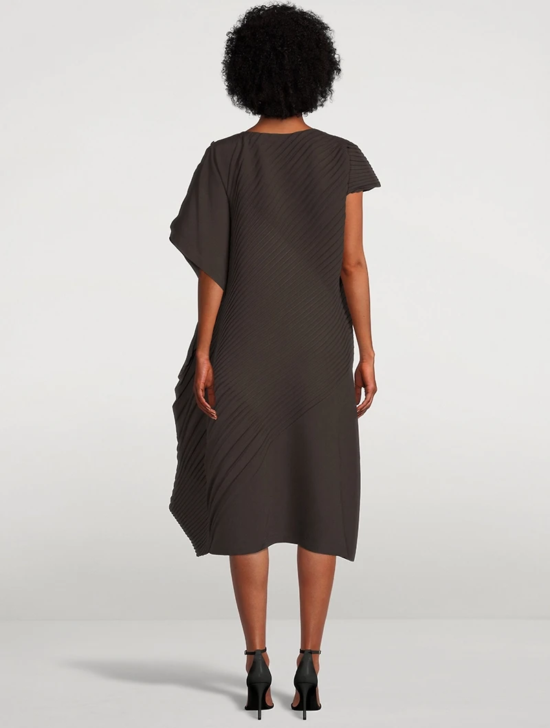 Slant Pleats Midi Dress