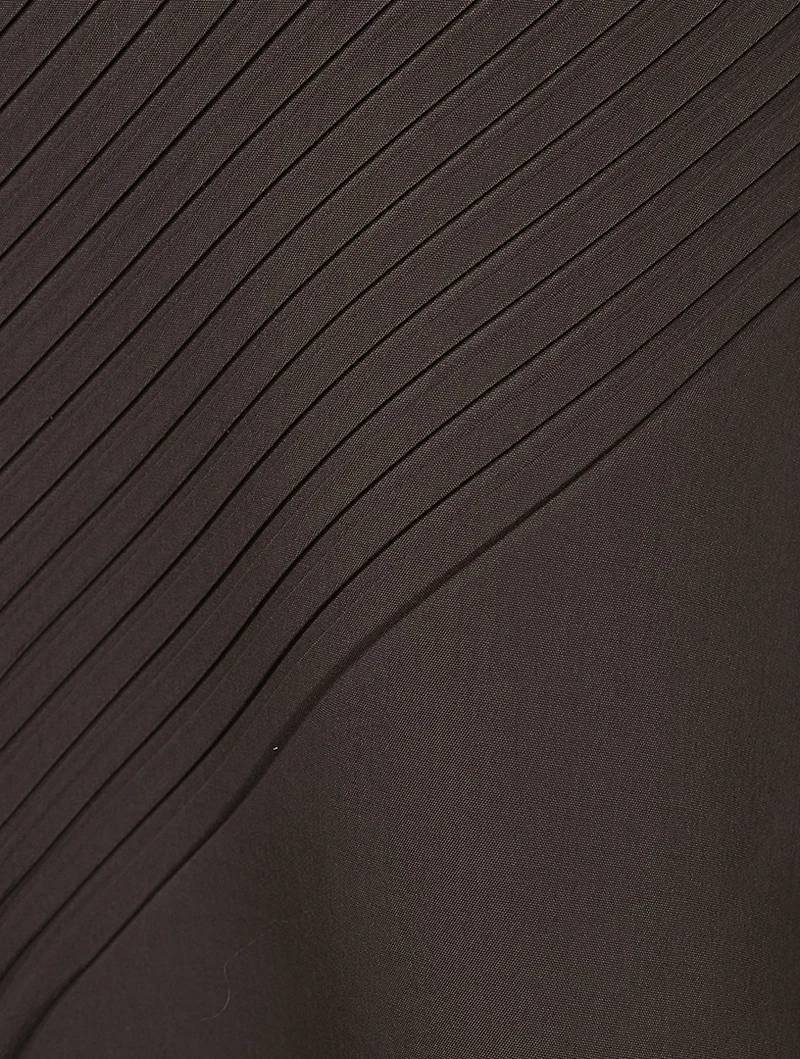 Slant Pleats Midi Dress