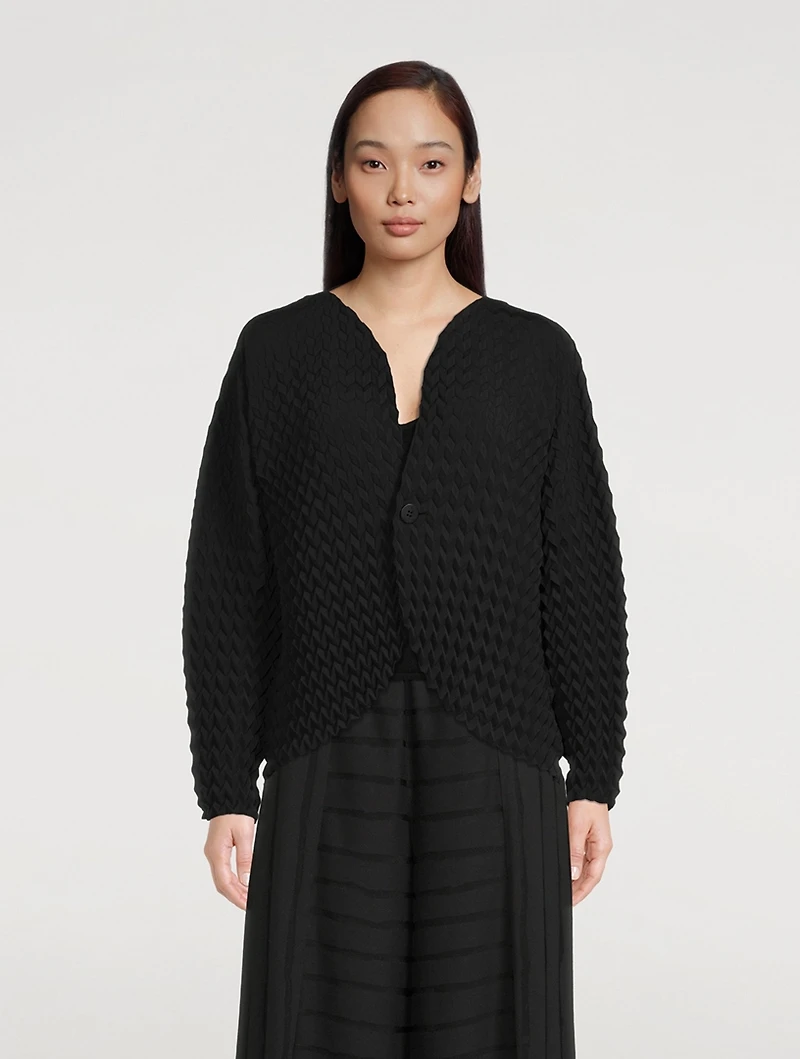 Round Pleats Reversible Cardigan