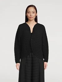 Round Pleats Reversible Cardigan