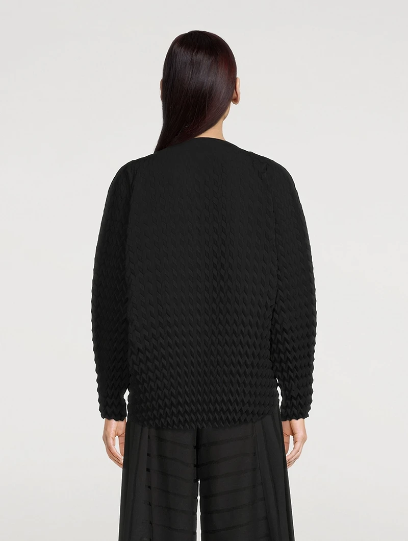 Round Pleats Reversible Cardigan