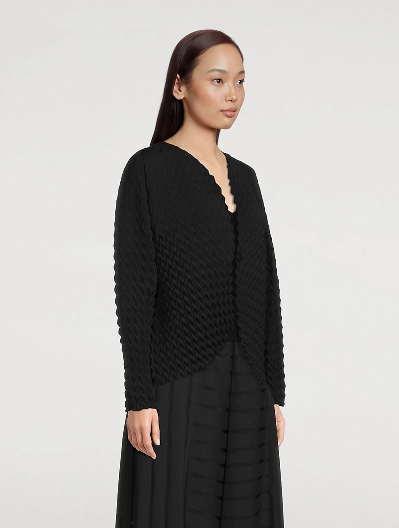 Round Pleats Reversible Cardigan