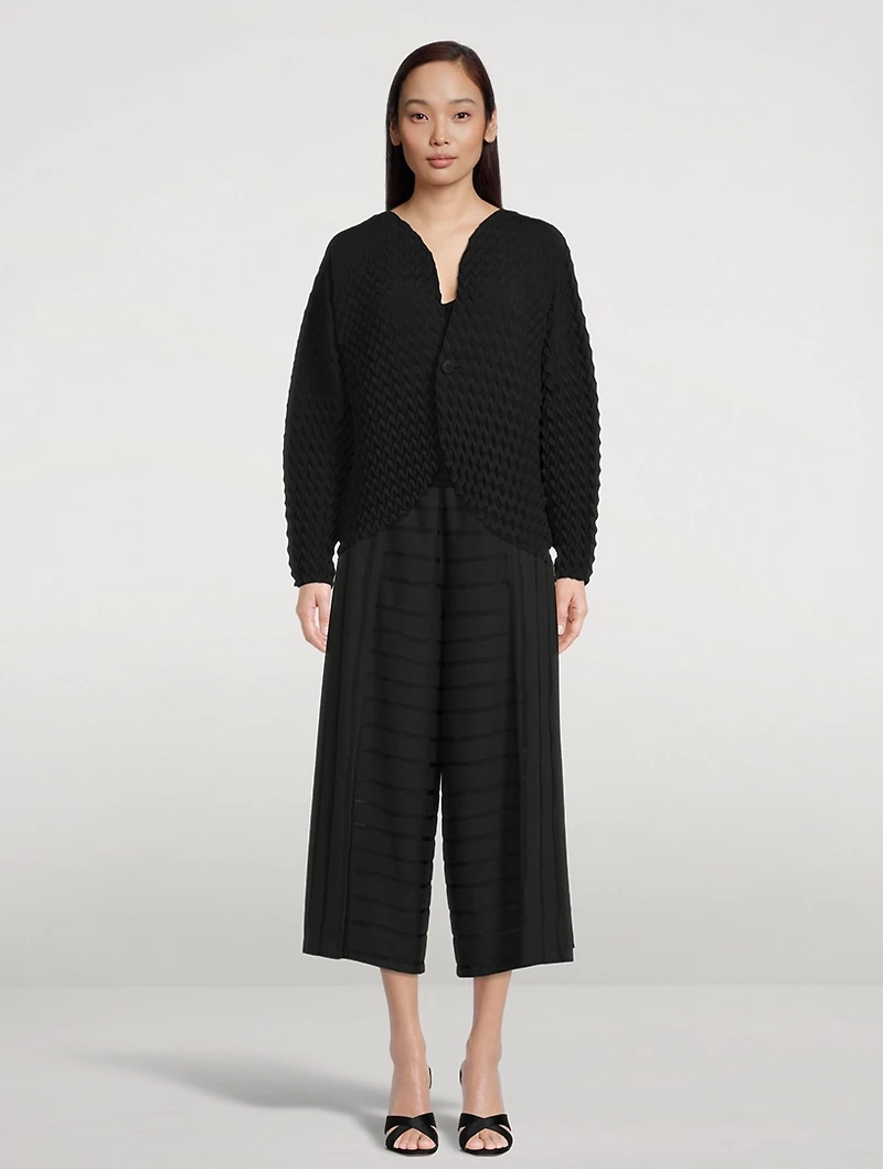 Round Pleats Reversible Cardigan