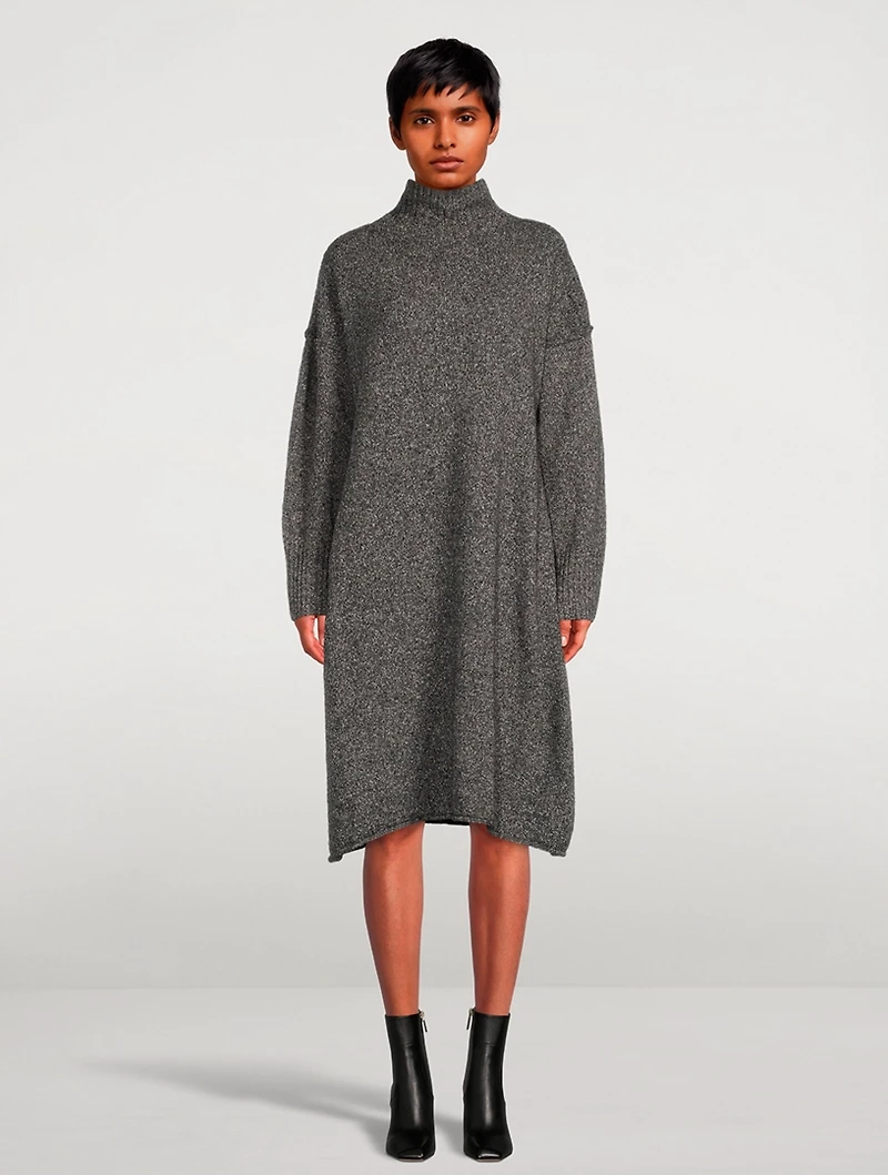 Sand Turtleneck Sweater Dress