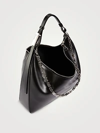 Medium Moon Cut Out Leather Shoulder Bag With Chain