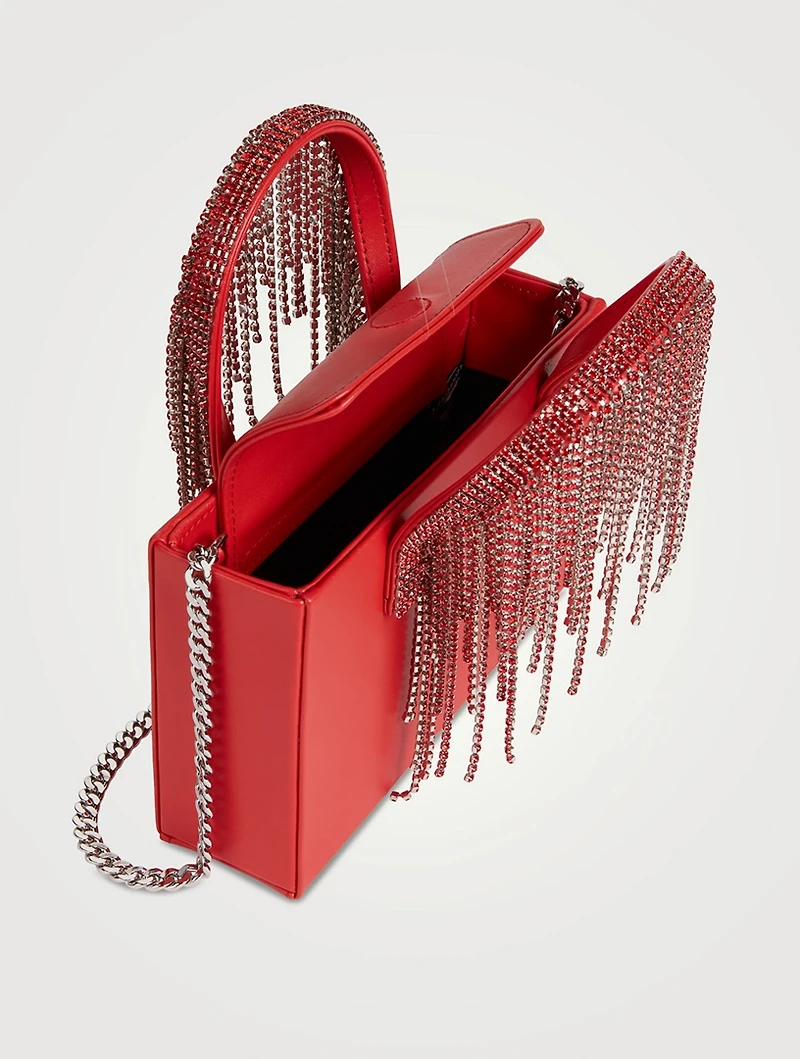 Midi Crystal Fringe Leather Tote Bag