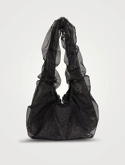 Crystal Mesh And Tulle Shoulder Bag