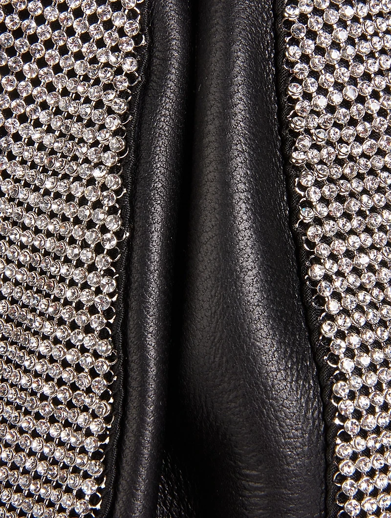 Crystal Mesh Leather Pouch