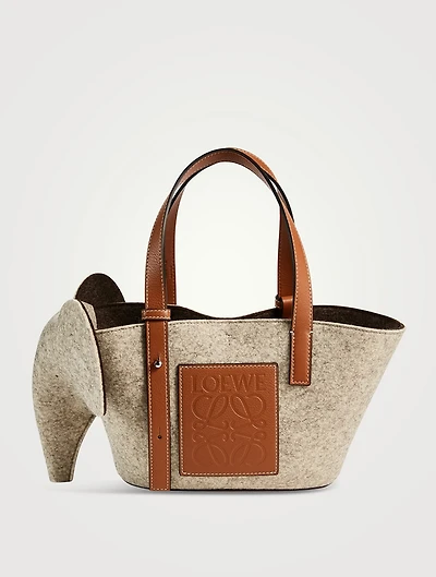 Small Elephant Merino Wool Basket Bag