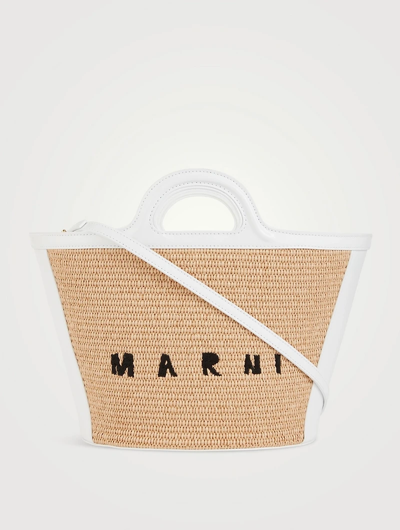 Small Tropicalia Raffia And Leather Tote Bag