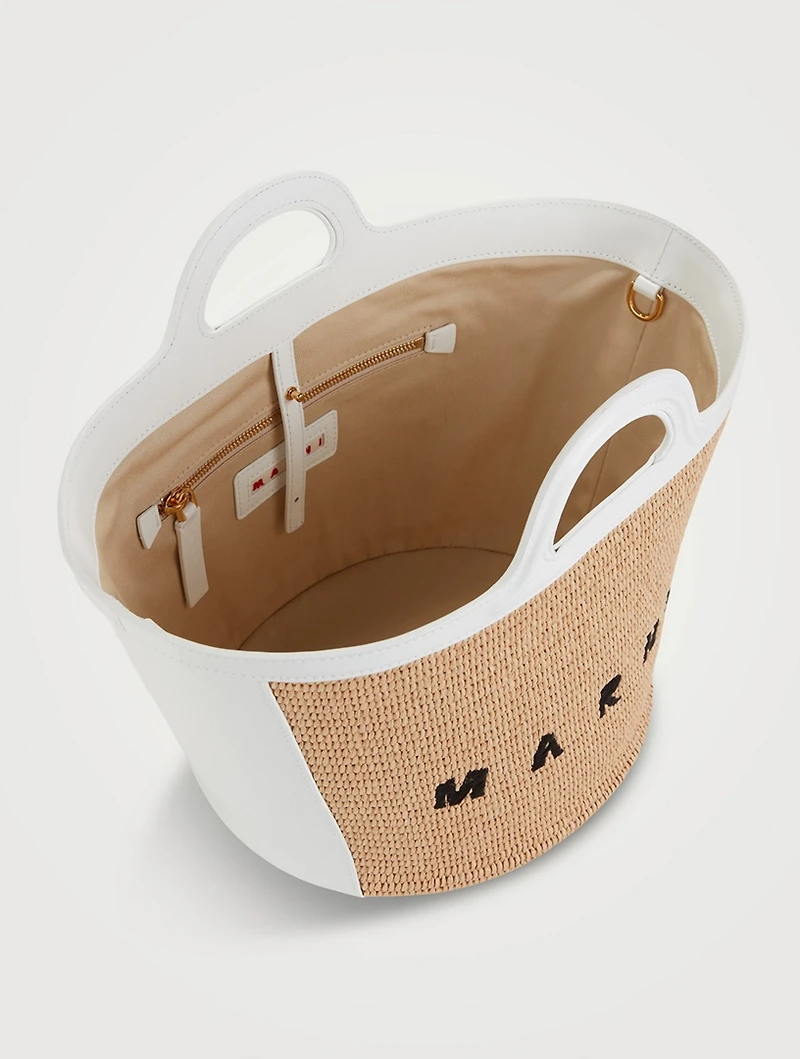Small Tropicalia Raffia And Leather Tote Bag
