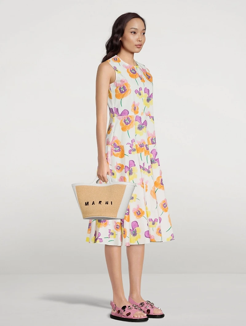 Small Tropicalia Raffia And Leather Tote Bag