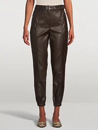 Belted Vegan Leather Joggers