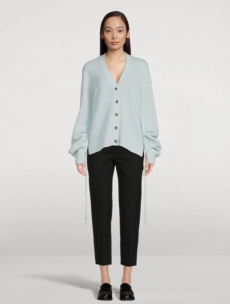 Lofty Shirred-Sleeve Cardigan