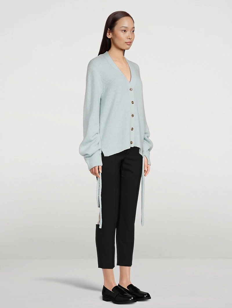 Lofty Shirred-Sleeve Cardigan