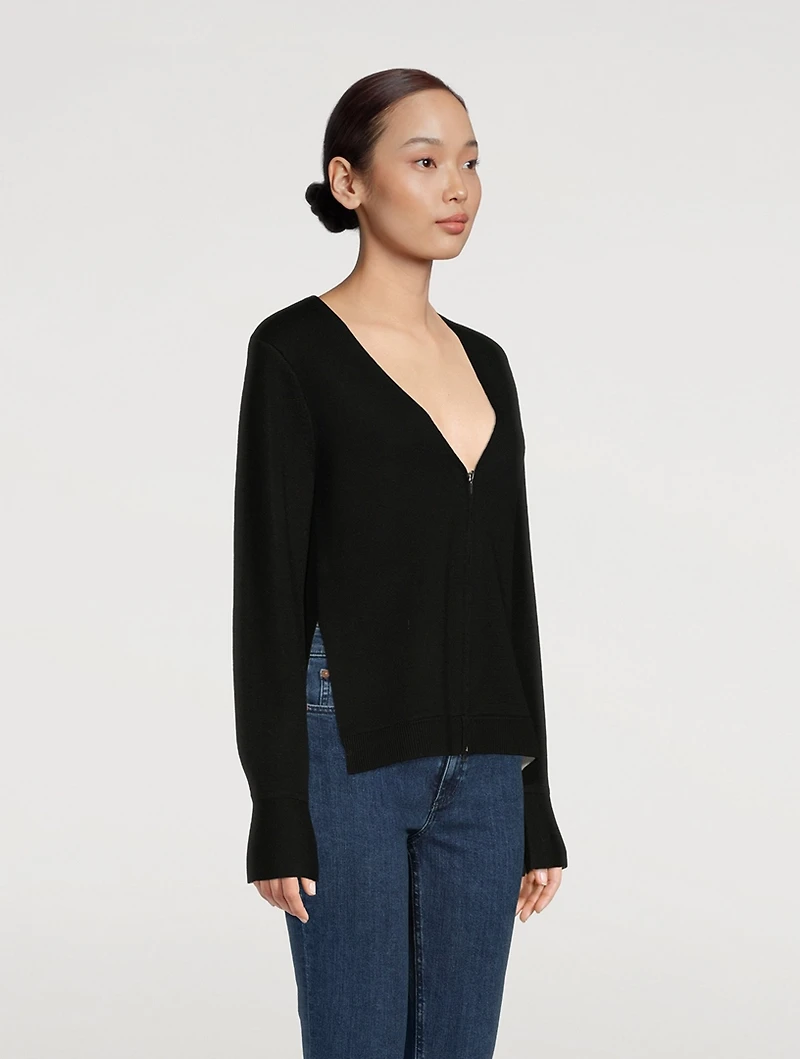 Double-Face Merino Wool Cardigan