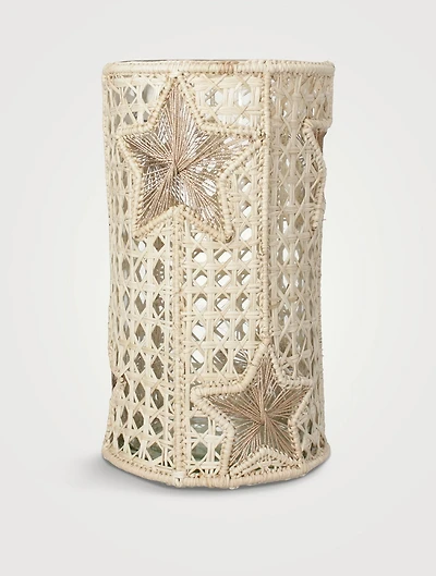 Golden Wish Raffia Holder With Glass Vase