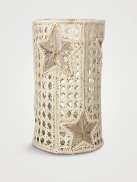 Golden Wish Raffia Holder With Glass Vase