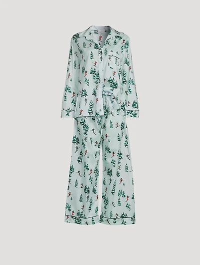 Cotton Pajama Set Downhill Skier Print