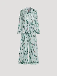 Cotton Pajama Set Downhill Skier Print
