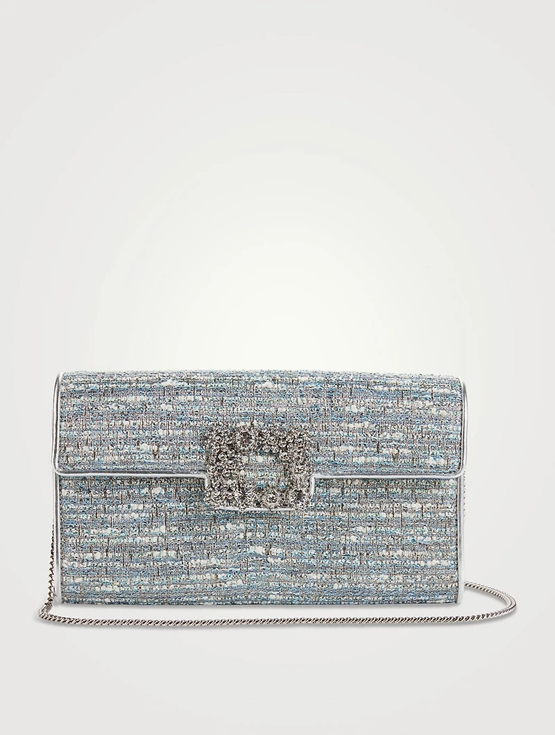 Flower Strass Tweed Clutch