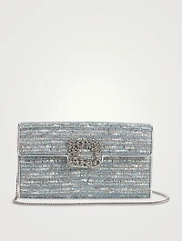 Flower Strass Tweed Clutch