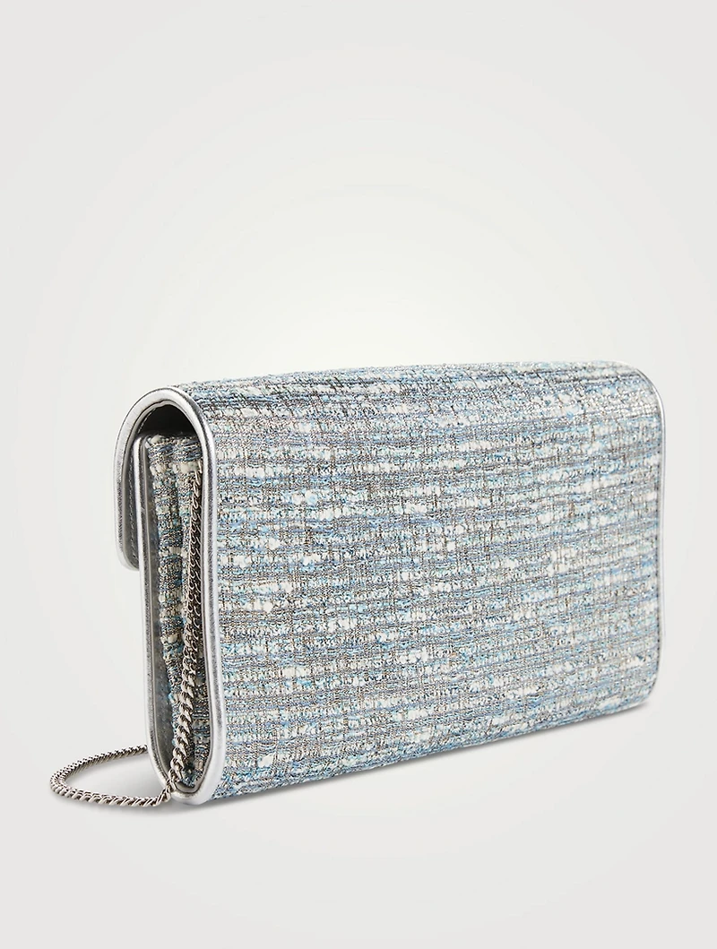 Flower Strass Tweed Clutch