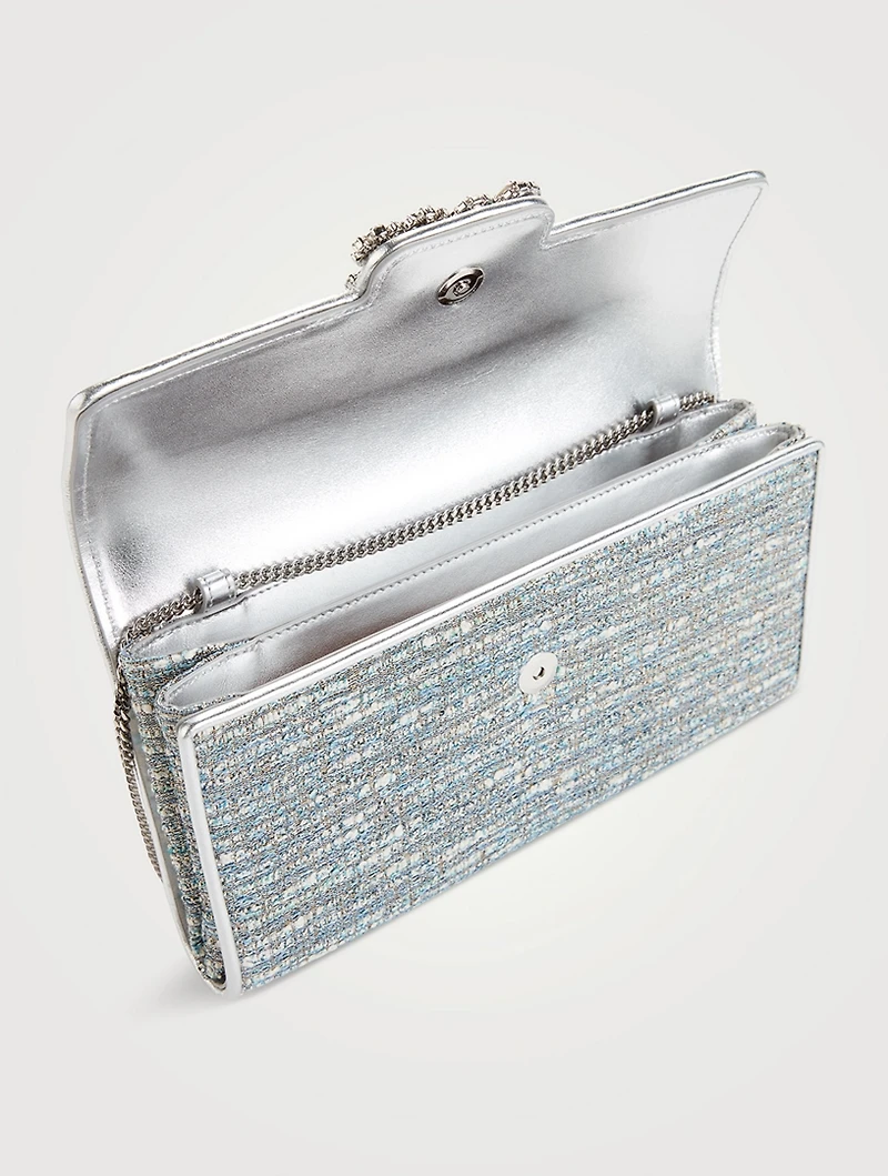 Flower Strass Tweed Clutch