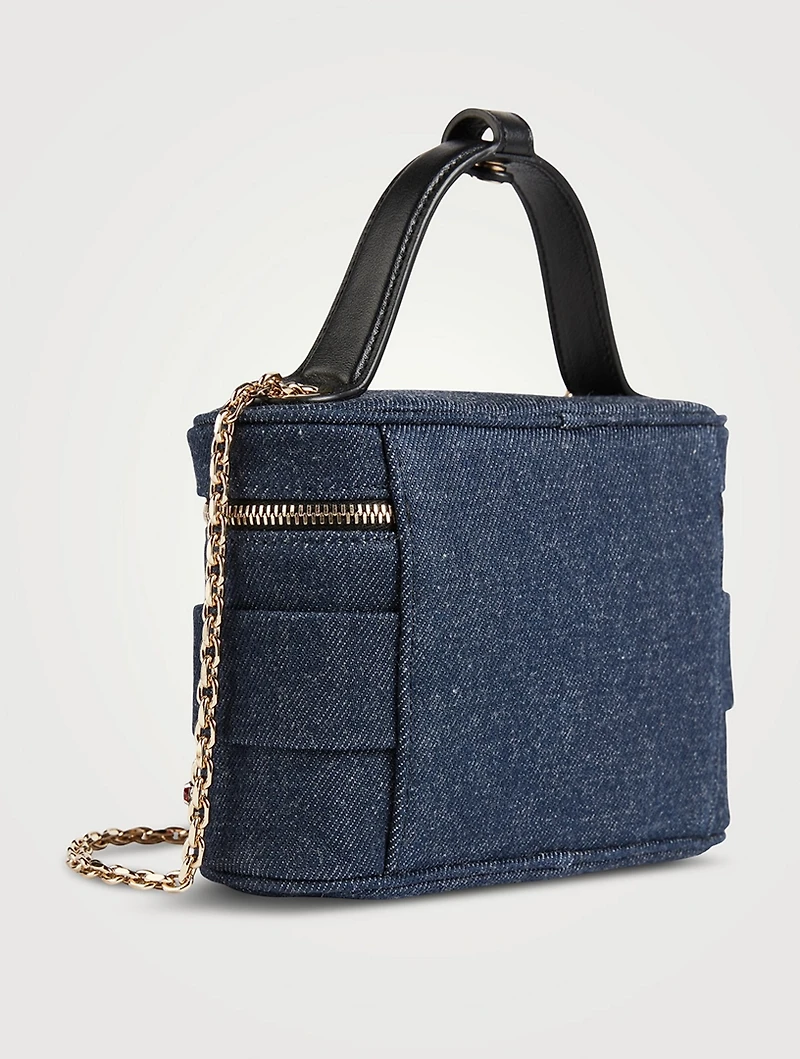 Micro Roger Vivier Vanity Love Strass Denim Bag