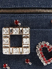Micro Roger Vivier Vanity Love Strass Denim Bag