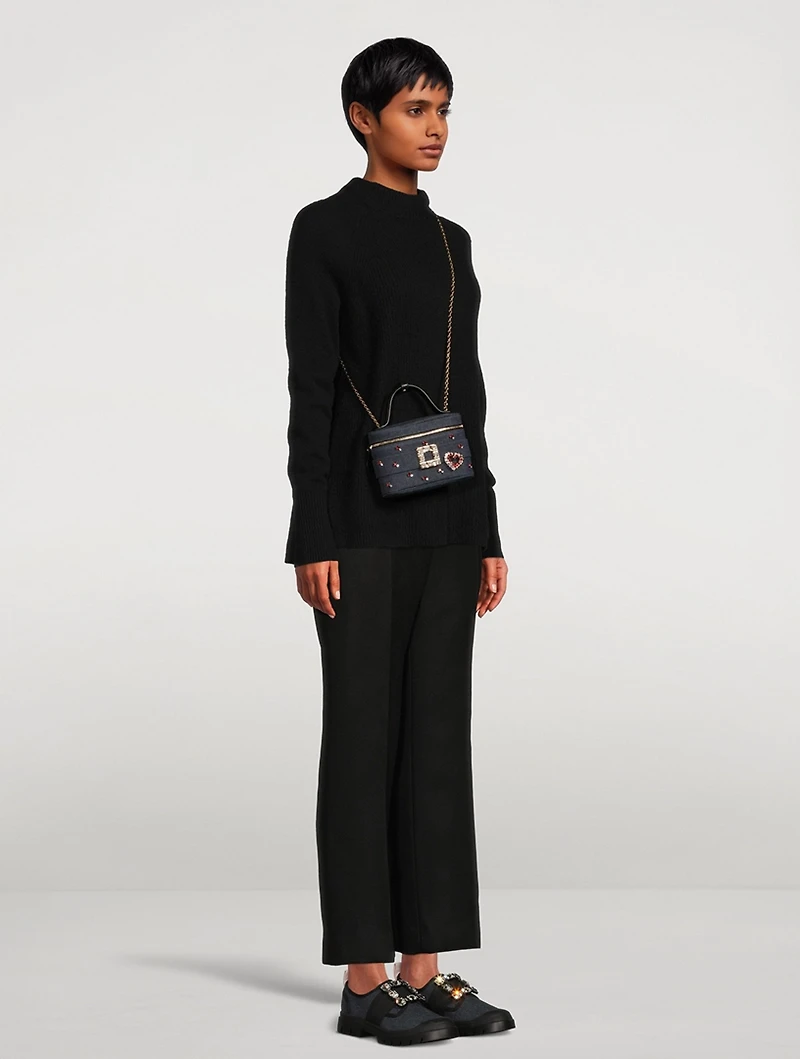 Micro Roger Vivier Vanity Love Strass Denim Bag