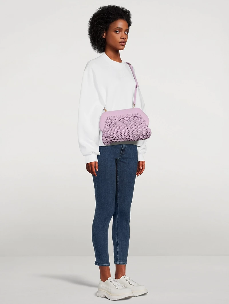 Large Bios Knitted Eco Leather Clutch Bag