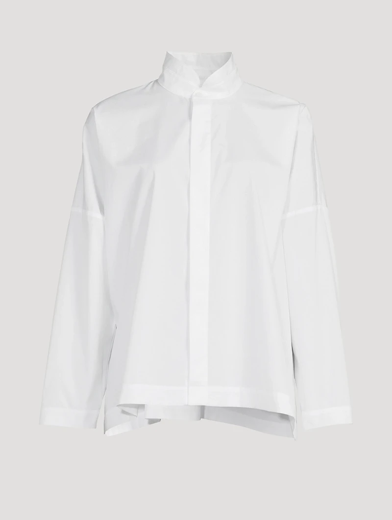 Double Stand Collar Cotton Shirt
