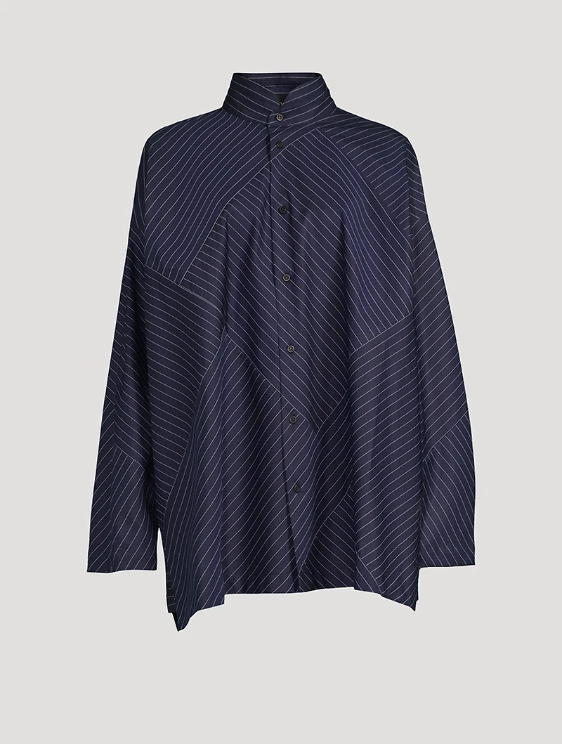 Pinstripe Cotton Poplin A-Line Shirt