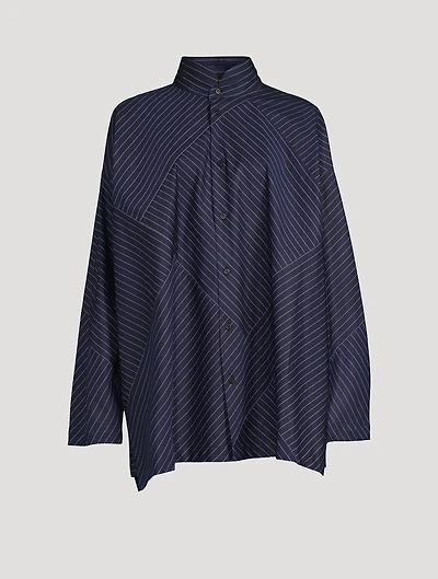 Pinstripe Cotton Poplin A-Line Shirt