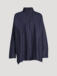 Pinstripe Cotton Poplin A-Line Shirt