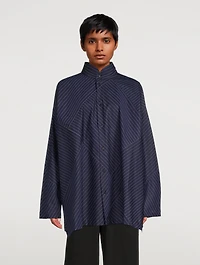 Pinstripe Cotton Poplin A-Line Shirt