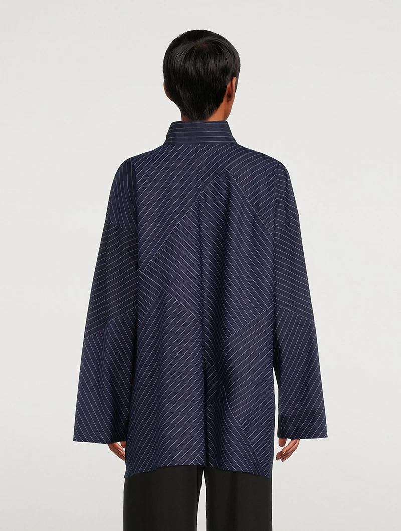 Pinstripe Cotton Poplin A-Line Shirt