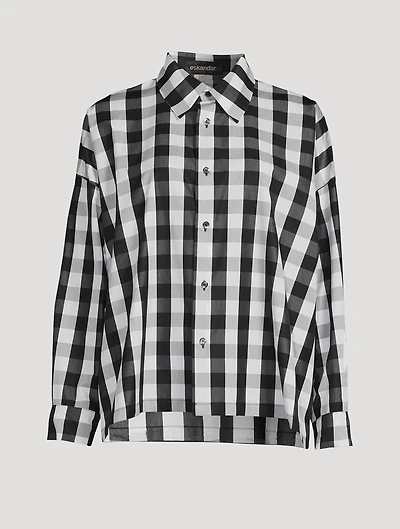 Gingham Cotton Poplin A-Line Shirt