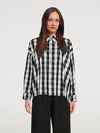 Gingham Cotton Poplin A-Line Shirt