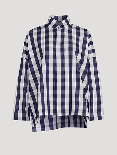 Gingham Cotton Poplin Wide Shirt