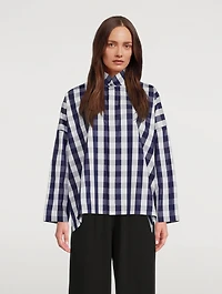 Gingham Cotton Poplin Wide Shirt