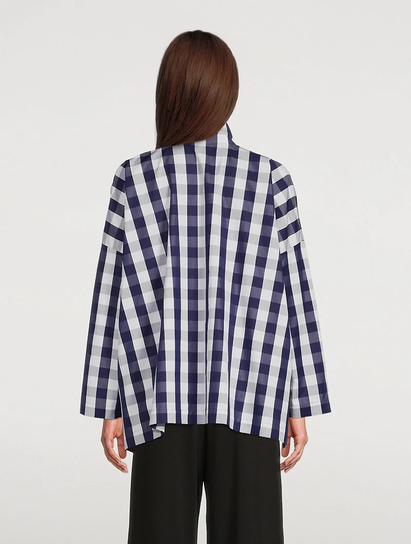 Gingham Cotton Poplin Wide Shirt