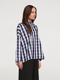 Gingham Cotton Poplin Wide Shirt