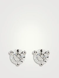 18K White Gold Three-Prong Stud Earrings With Diamond