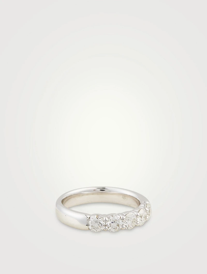 18K White Gold Signature Stone Band With Diamonds