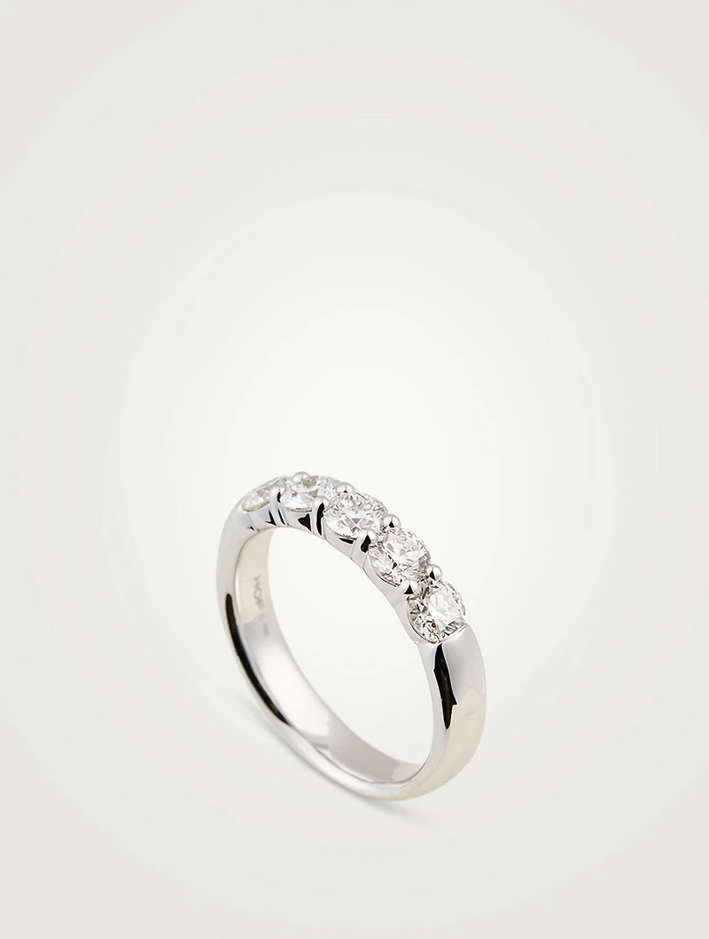 18K White Gold Signature Stone Band With Diamonds